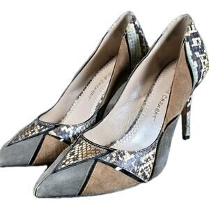 Jean Michel Cazabat Esmeralda Patchwork Suede Snakeskin Leather Heels Sz 7.5 38